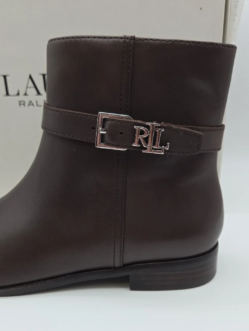 Lauren Ralph Lauren Dark Brown Leather Ankle Boots